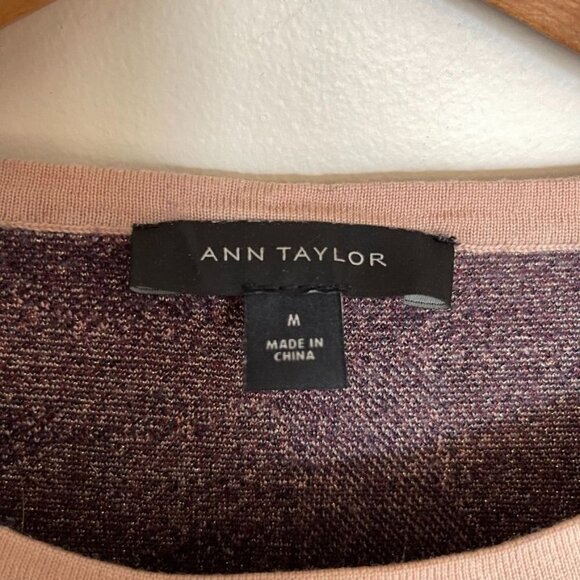 ANN Taylor Super Fine Merino Wool Floral Sparkly Metallic Sweater Medium - Picture 2 of 5